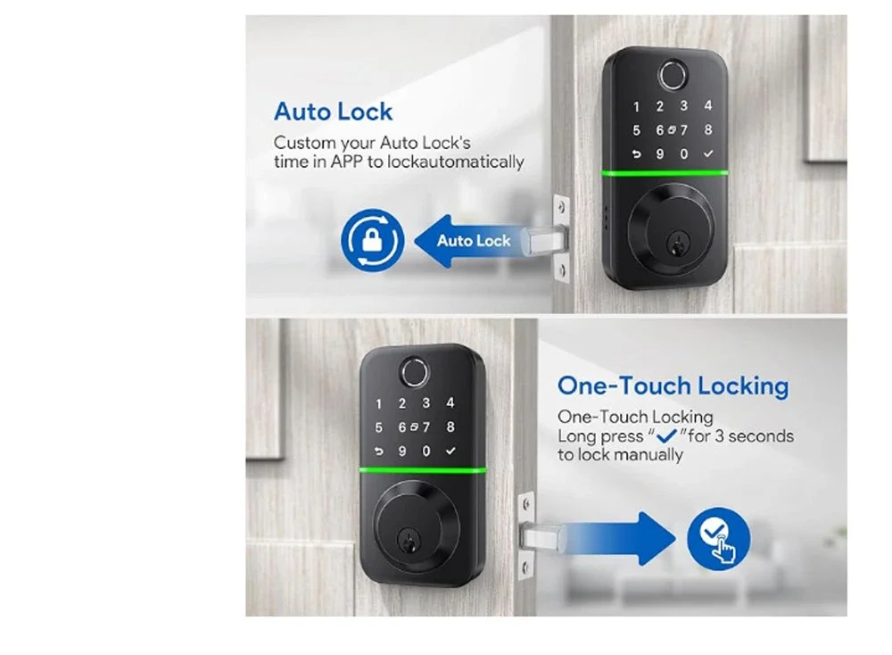 KUCACCI Keyless Entry Fingerprint Smart Door Lock App Bluetooth T17 Door Lock
